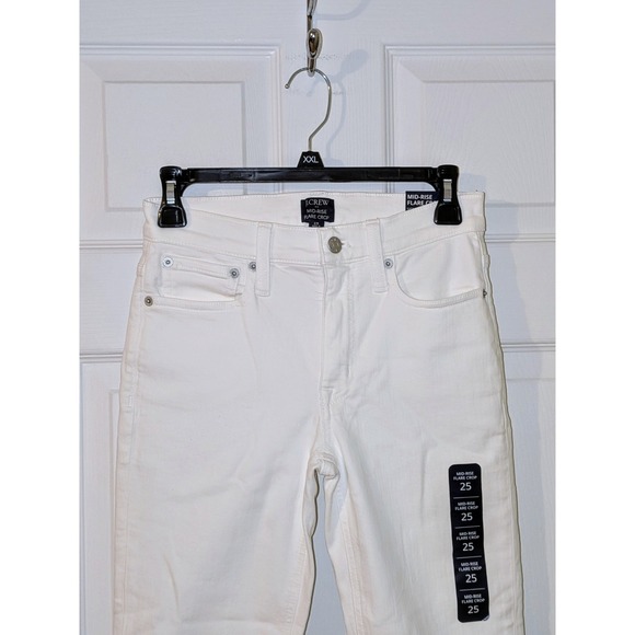 J.Crew Mid-Rise Flare Crop White Jeans Raw Hem Signature Stretch Sz 25 NWT $118 - Picture 6 of 12